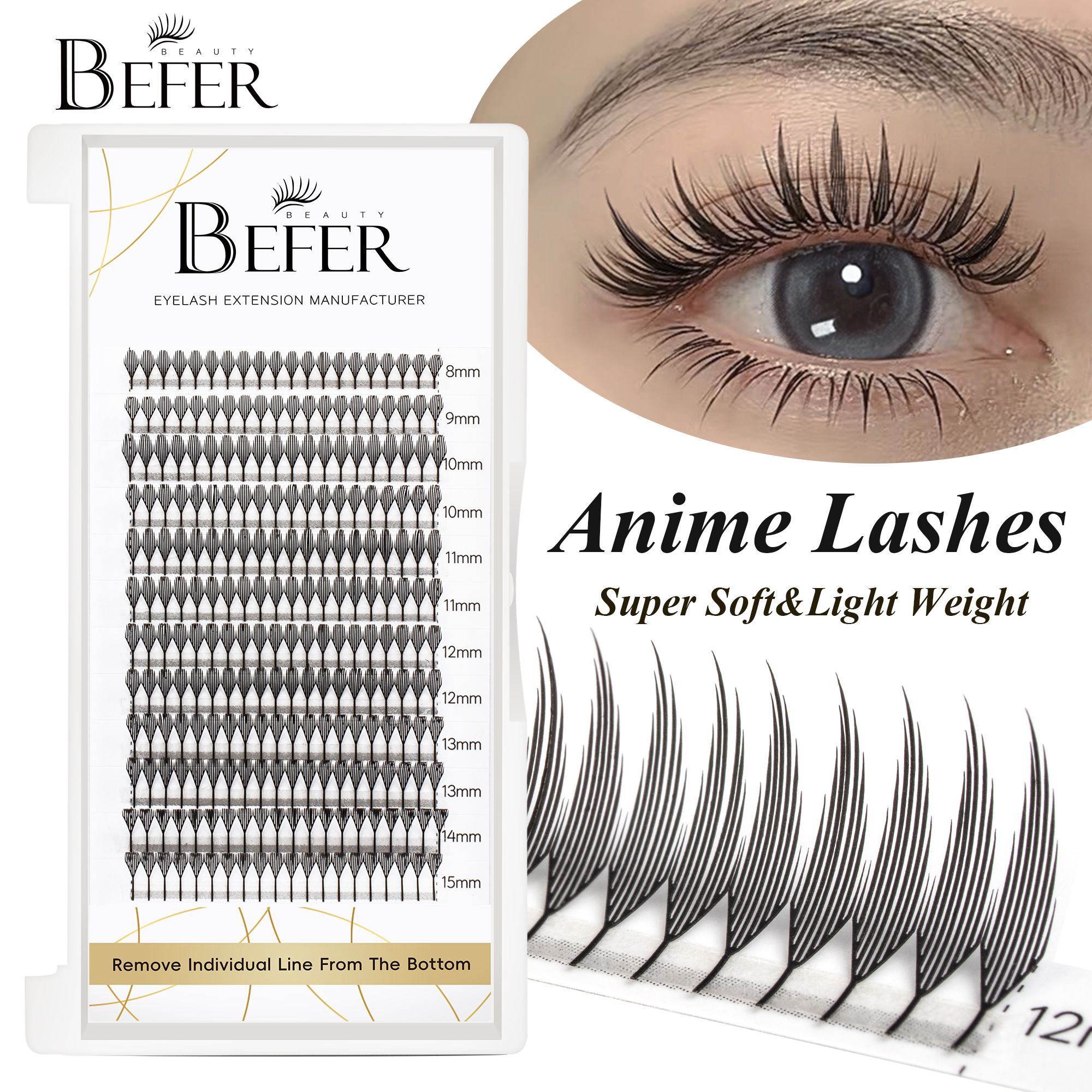 Anime Cosplay Lashes - Befer Beauty Anime Lashes 240 Clusters