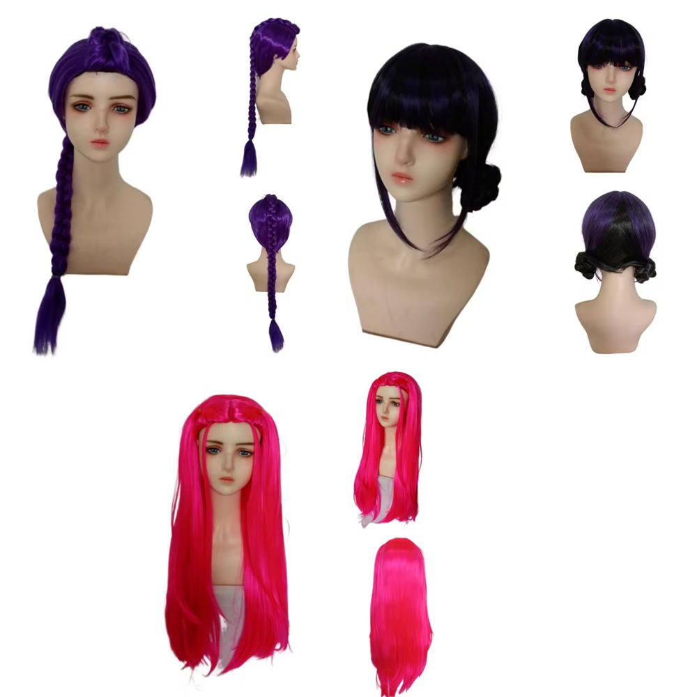 Anime Cosplay Long Black Hair - Anime Long Purple Braiding Hair Extension