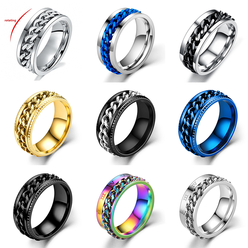 Black Clover Grimoire - Titanium Steel Rotatable Chain Rings for