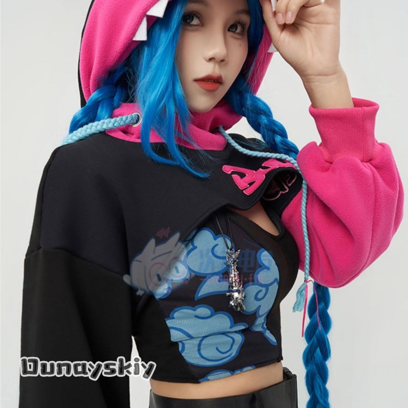 Dunayskiy@Jinx Arcane Hoodie C – обзор и цена Anime Cosplay Blue Hair
