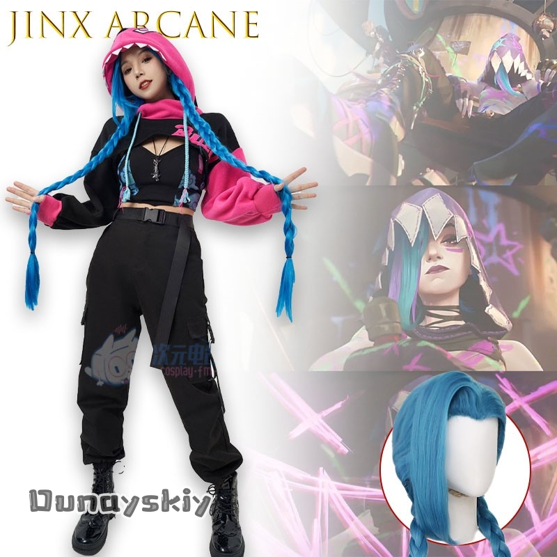 Dunayskiy@Jinx Arcane Hoodie C – обзор и цена Anime Cosplay Blue Hair