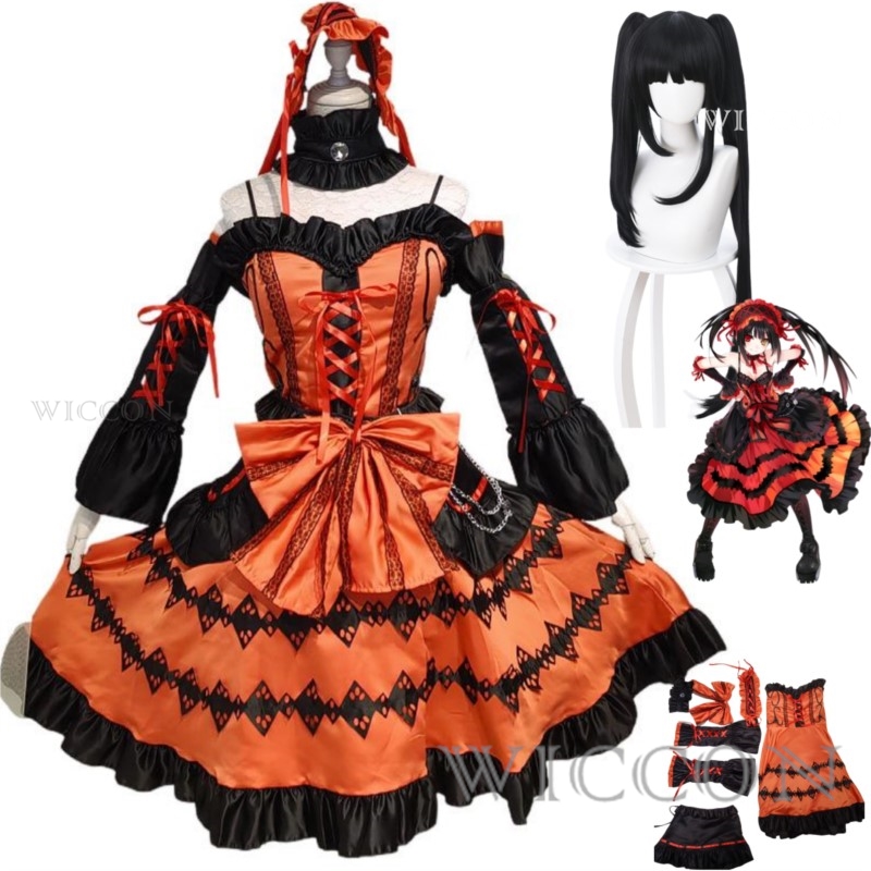 Tokisaki Kurumi Cosplay Wig wi – обзор и цена Anime Cosplay Long Black Hair