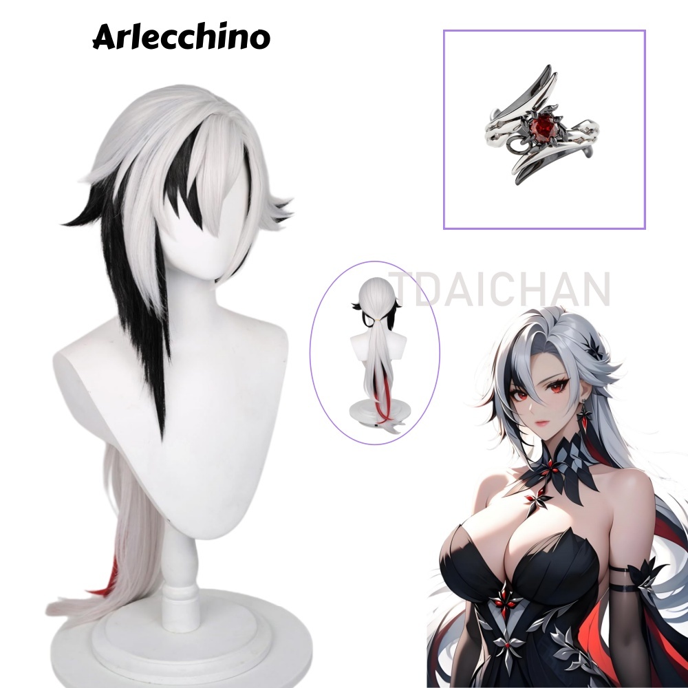Genshin Impact Arlecchino Cosp – обзор и цена Anime Cosplay Long Black Hair