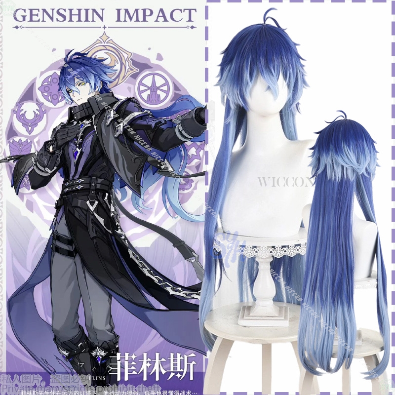 Kyryll Wig Anime Game Genshin  – обзор и цена Anime Cosplay Blue Hair
