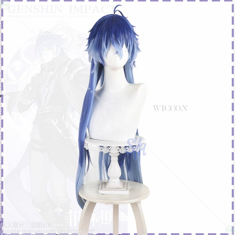 Kyryll Wig Anime Game Genshin  – обзор и цена Anime Cosplay Blue Hair