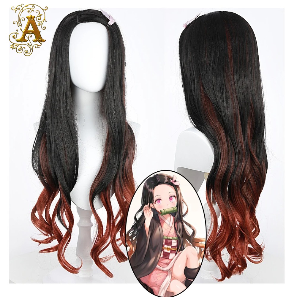Black Dark Red Gradient Color  – обзор и цена Anime Cosplay Long Black Hair
