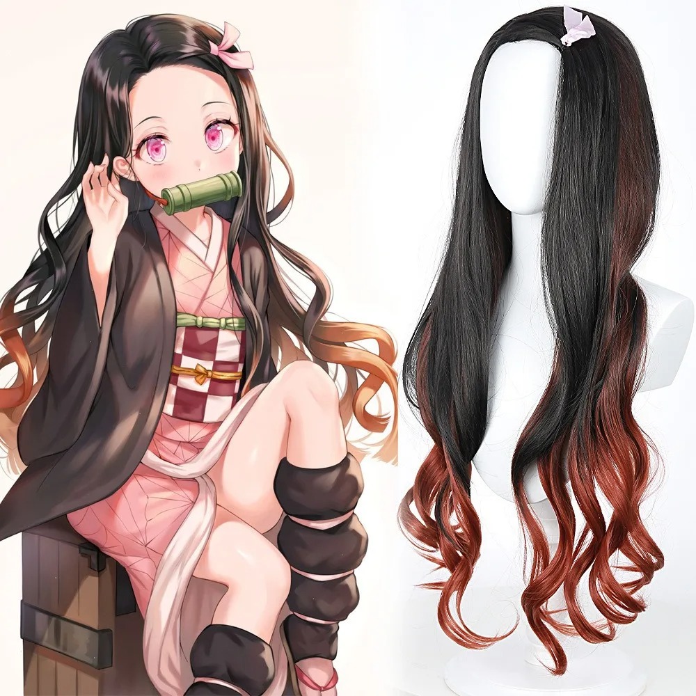 Black Dark Red Gradient Color  – обзор и цена Anime Cosplay Long Black Hair