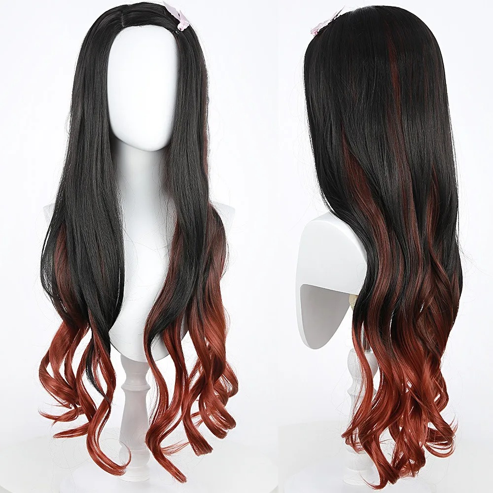 Black Dark Red Gradient Color  – обзор и цена Anime Cosplay Long Black Hair