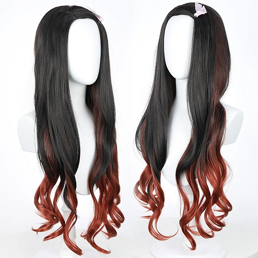 Black Dark Red Gradient Color  – обзор и цена Anime Cosplay Long Black Hair
