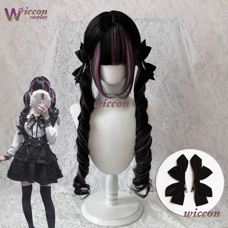 Comic ‌Black Wig with Pink Cos – обзор и цена Anime Cosplay Long Black Hair