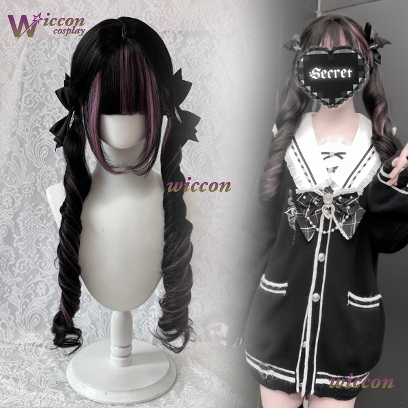 Comic ‌Black Wig with Pink Cos – обзор и цена Anime Cosplay Long Black Hair