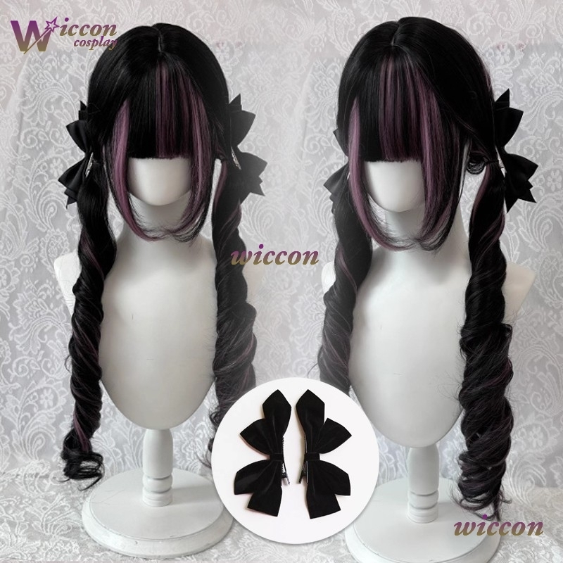 Comic ‌Black Wig with Pink Cos – обзор и цена Anime Cosplay Long Black Hair
